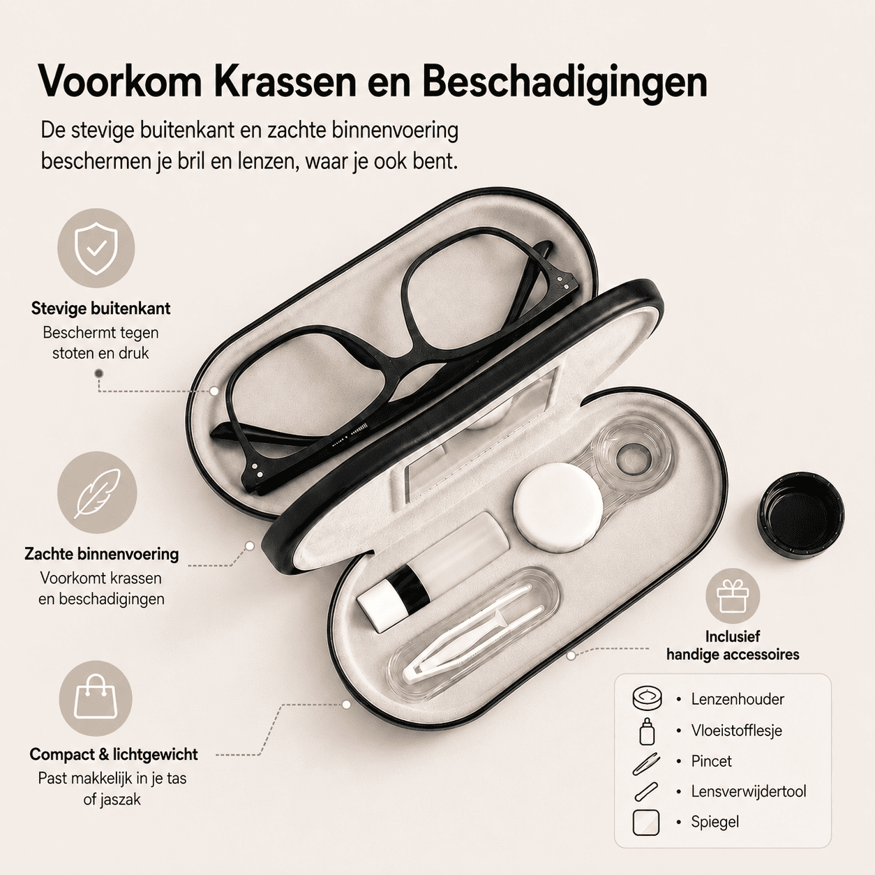 VisionCase™ | De Compacte 2-in-1 Oplossing voor Bril en Lenzen.