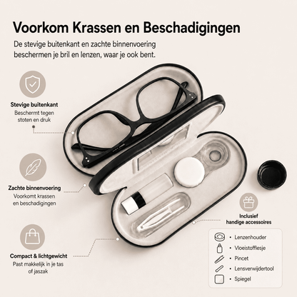 VisionCase™ | De Compacte 2-in-1 Oplossing voor Bril en Lenzen.