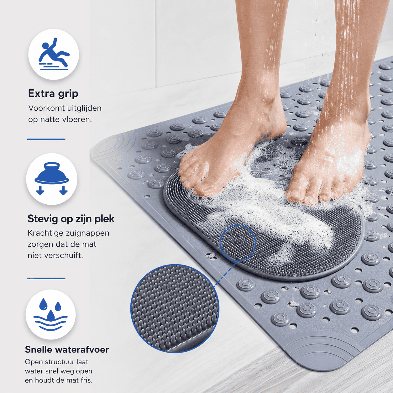 SafeGrip™ - Anti Slip & Scrub Mat | Veilig en Comfortabel Douchen.