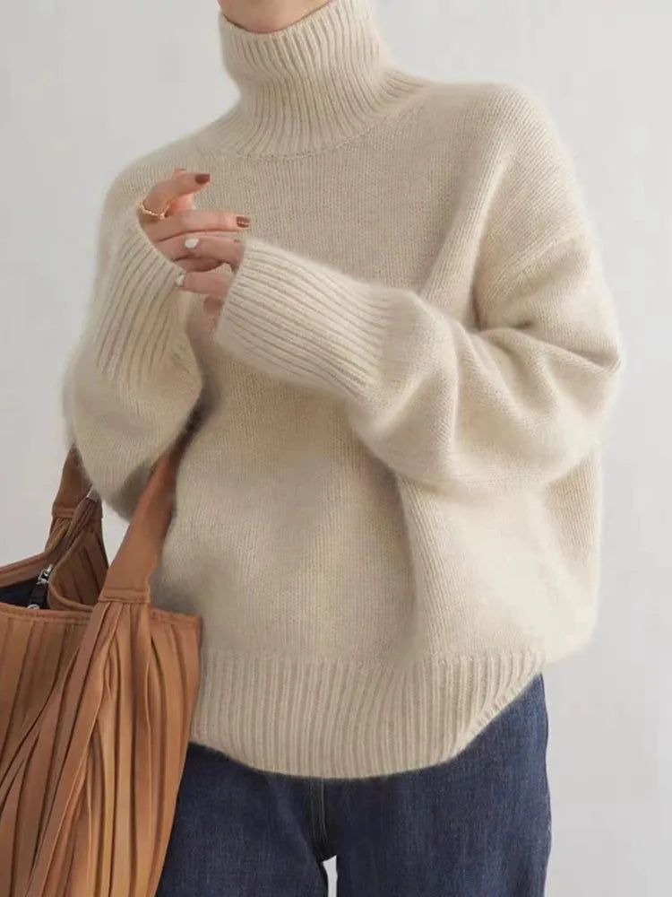 Inès | Pull à Col Montant en Cachemire