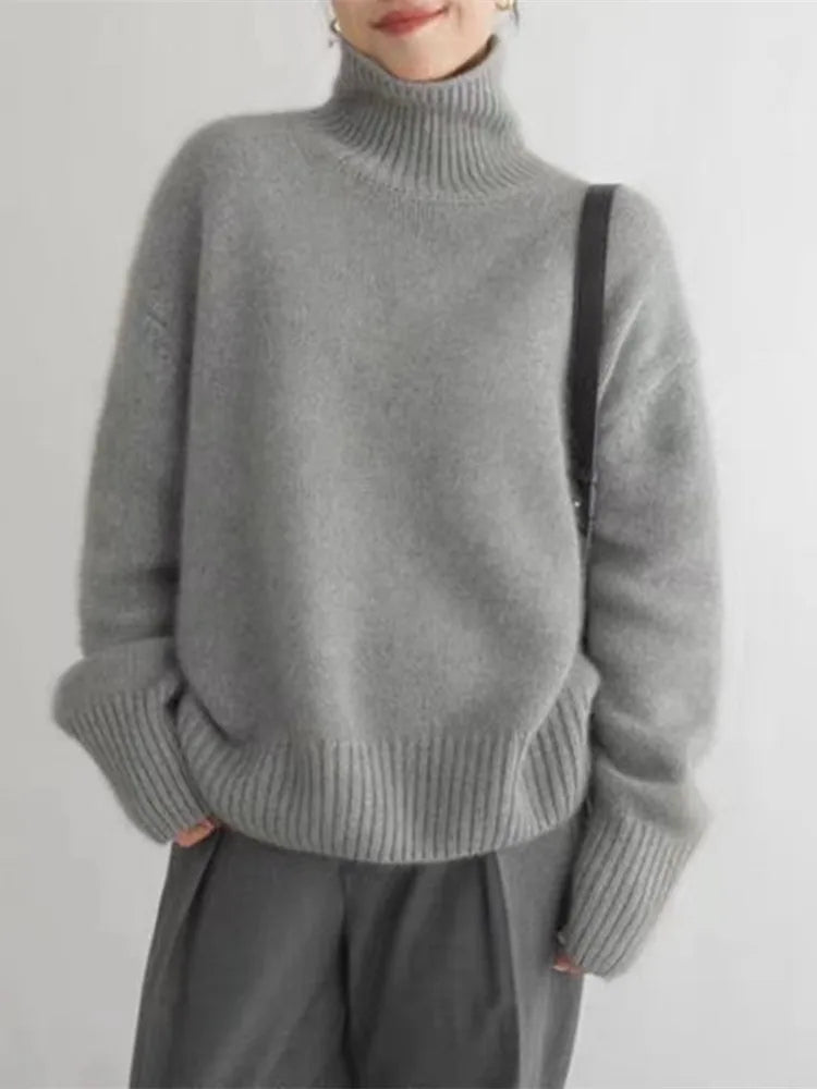 Inès | Pull à Col Montant en Cachemire