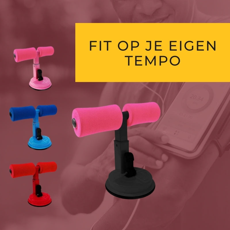 Buikspiertrainers in verschillende kleuren met fitnesstekst