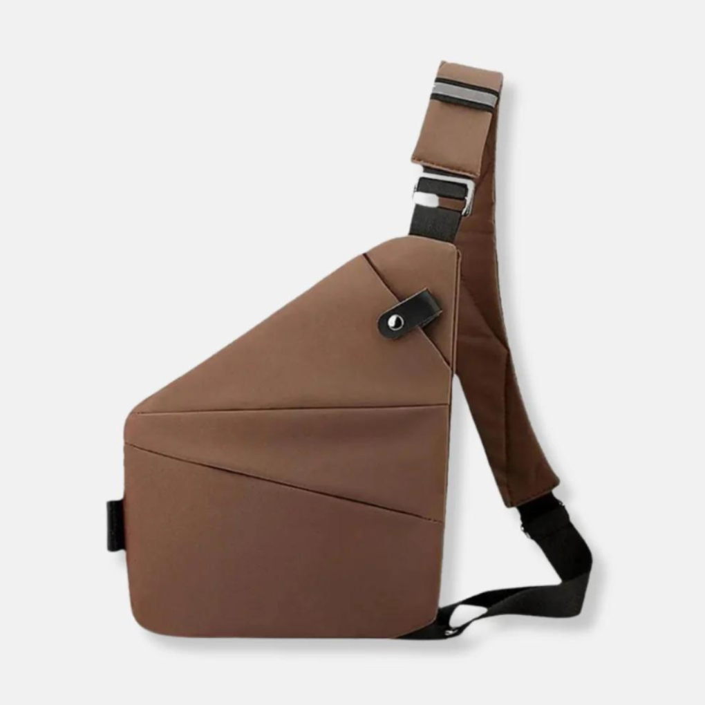 Bruine crossbodytas met zwarte schouderband