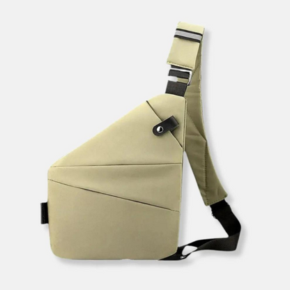 Crèmekleurige crossbodytas met zwarte schouderband