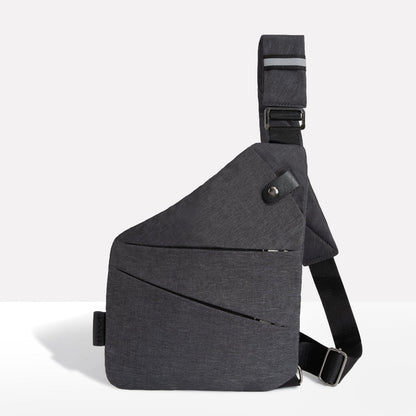 Donkergrijze crossbodytas met schouderband en diagonale ritsvakken