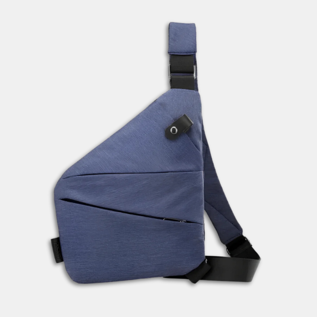 Marineblauwe crossbodytas met zwarte schouderband
