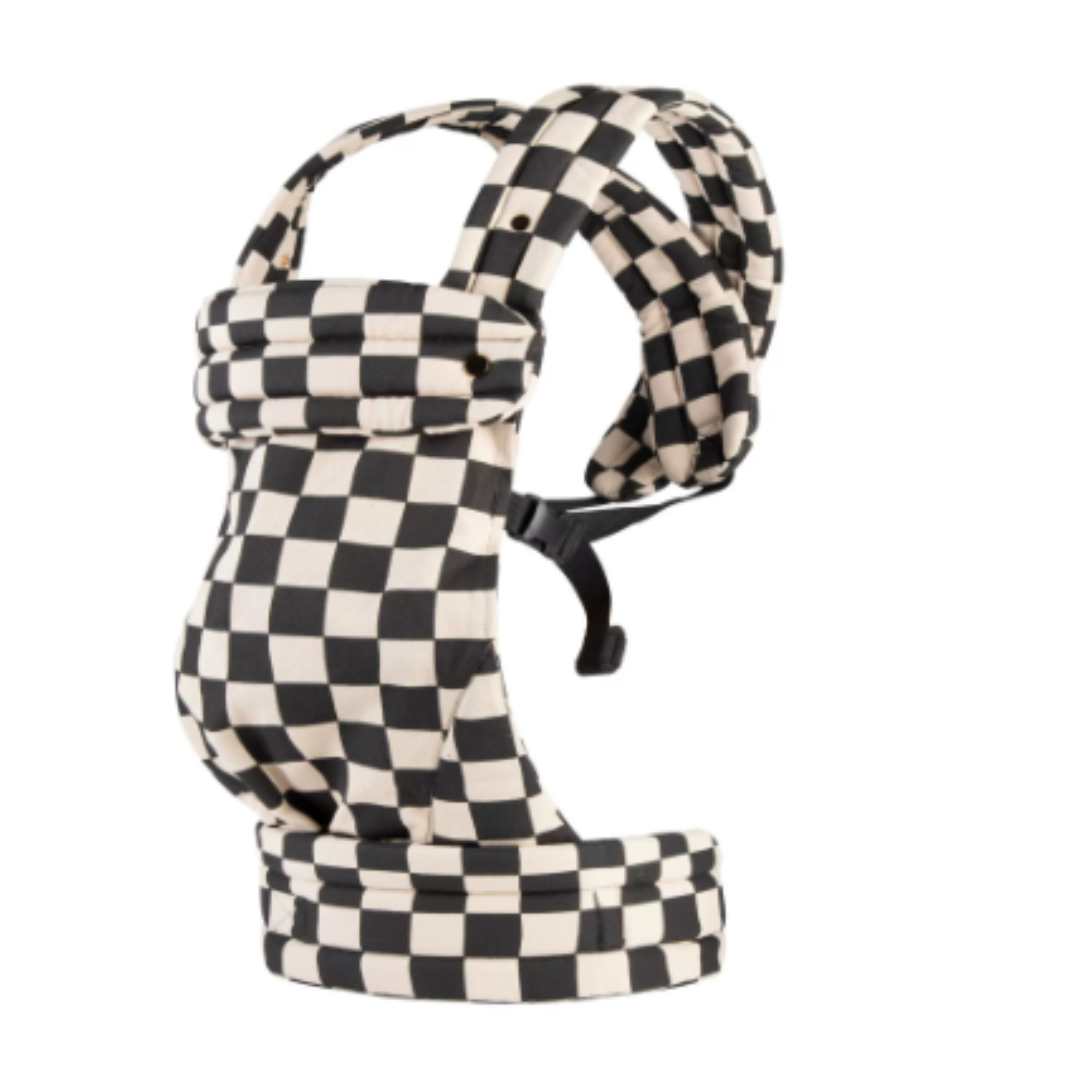Draagzak met beige-zwart schaakpatroon