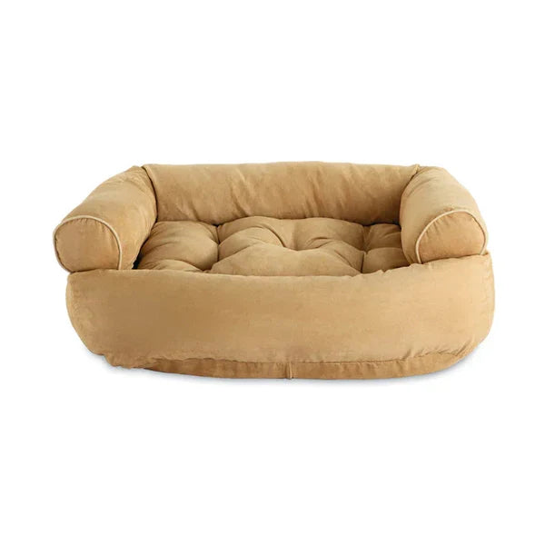 Beige hondenbank met verhoogde randen