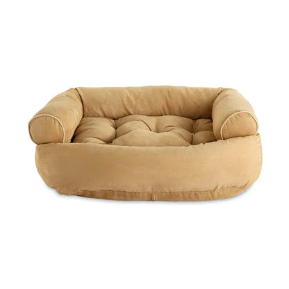 Beige hondenbank met verhoogde randen