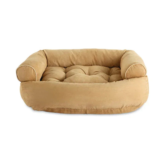 DreamPaw hondenbank – beige hondenbank met verhoogde randen