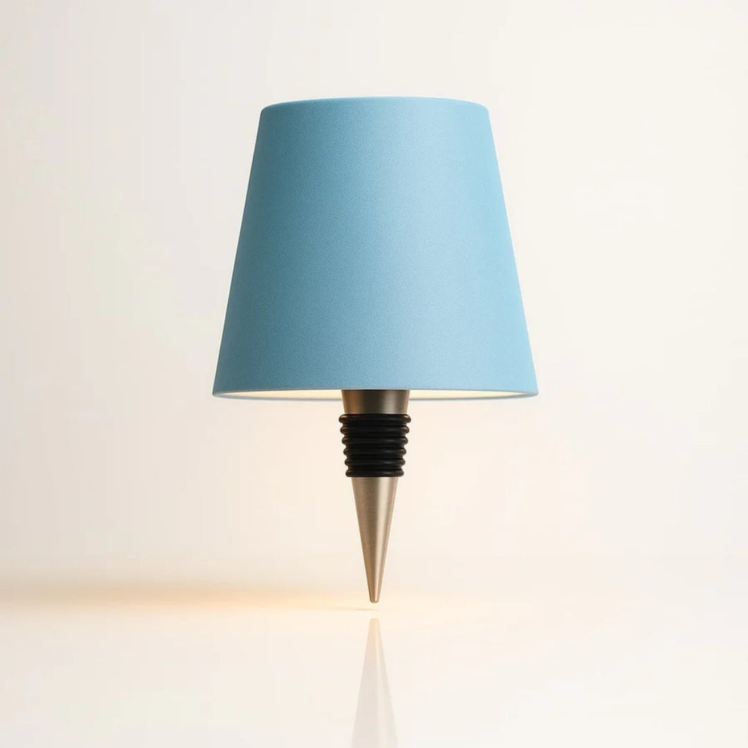 Blauwe fleslamp met kap en insteekpunt
