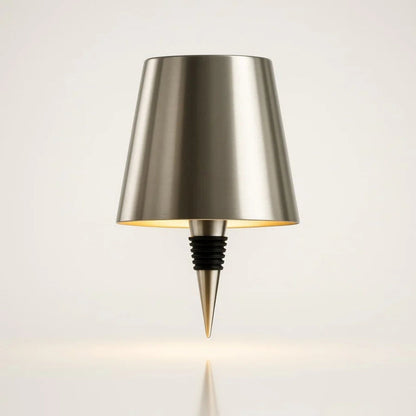 Zilverkleurige fleslamp met kap en insteekpunt