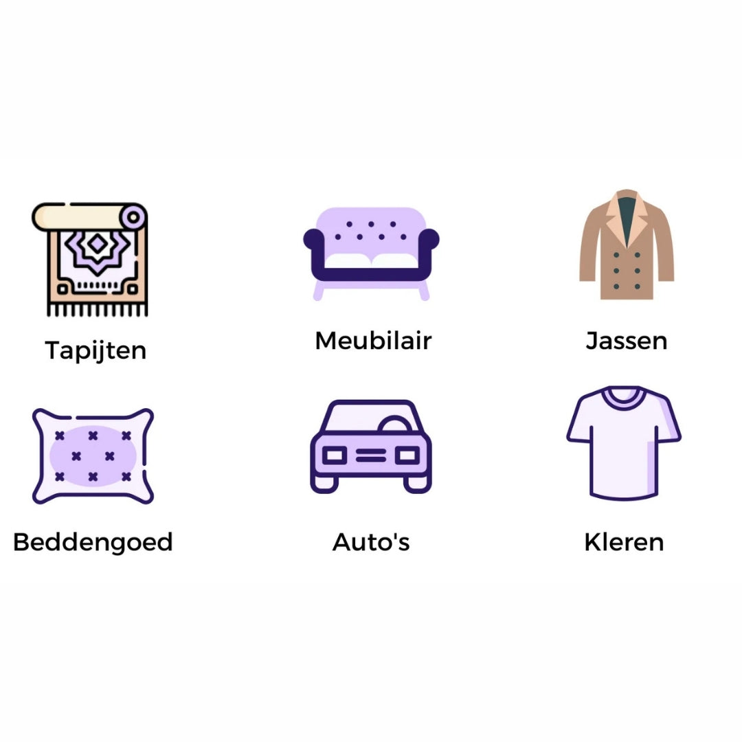 Pictogrammen van textieloppervlakken bij de haarverwijderaar