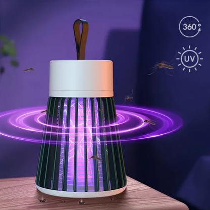 Muggenlamp met paarse verlichting en UV-illustratie
