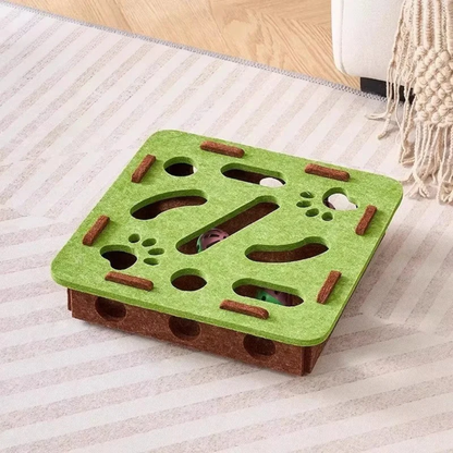 Groene vierkante kattenspeelbox van vilt