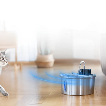 Kattenfontein met een blauwe schematische sensorzone