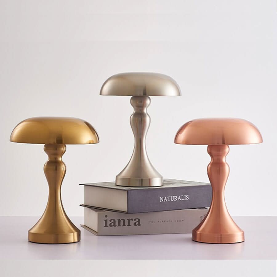 Stella tafellampen met gebogen voet in goud, zilver en roségoud