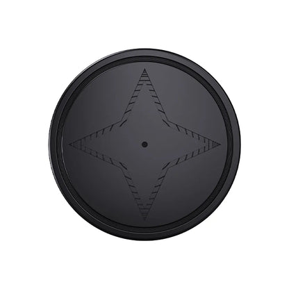 Vooraanzicht van een ronde zwarte tracker